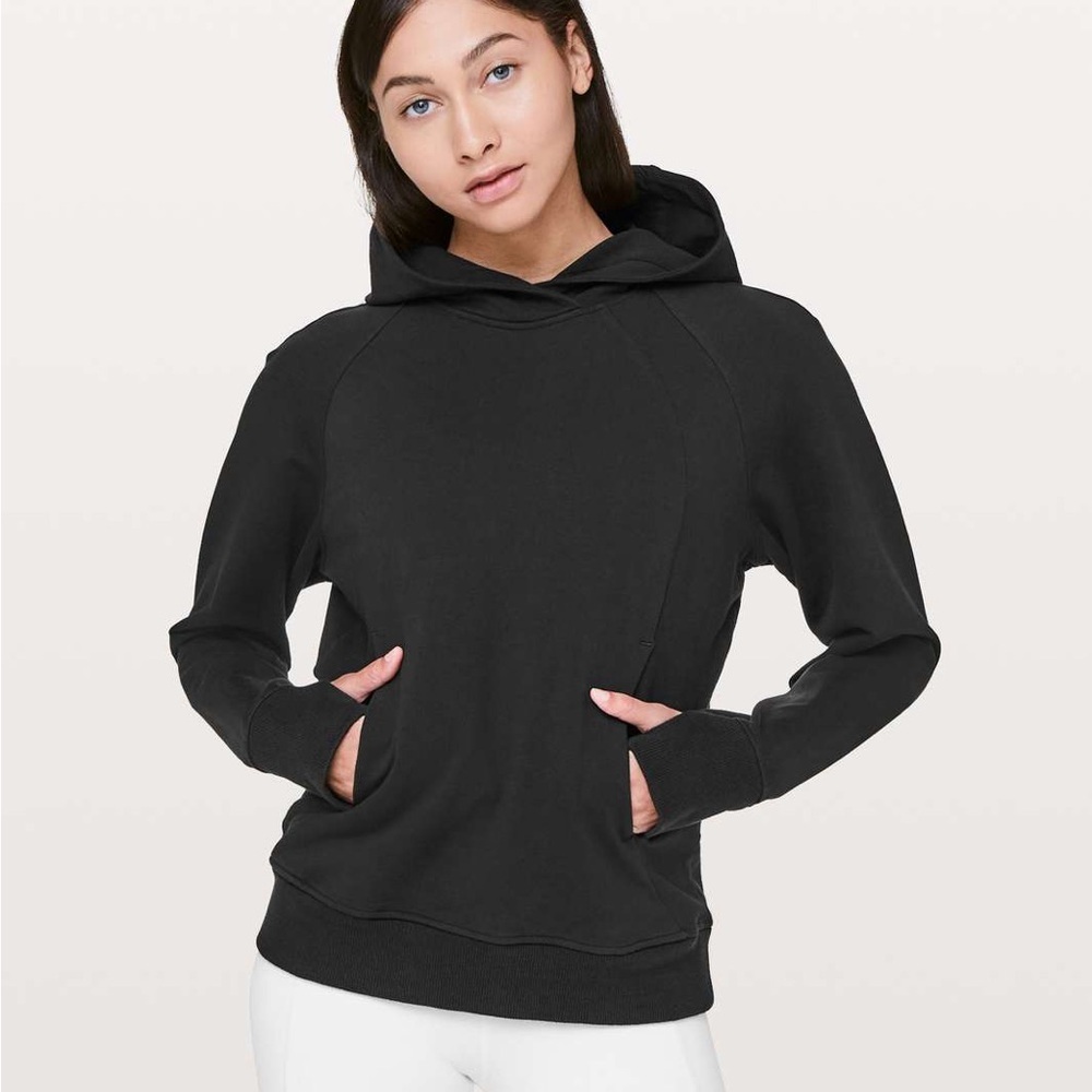 Lululemon Athletica Black Scuba Pullover Hoodie Sweatshirt Sz 6, LW3BRRS